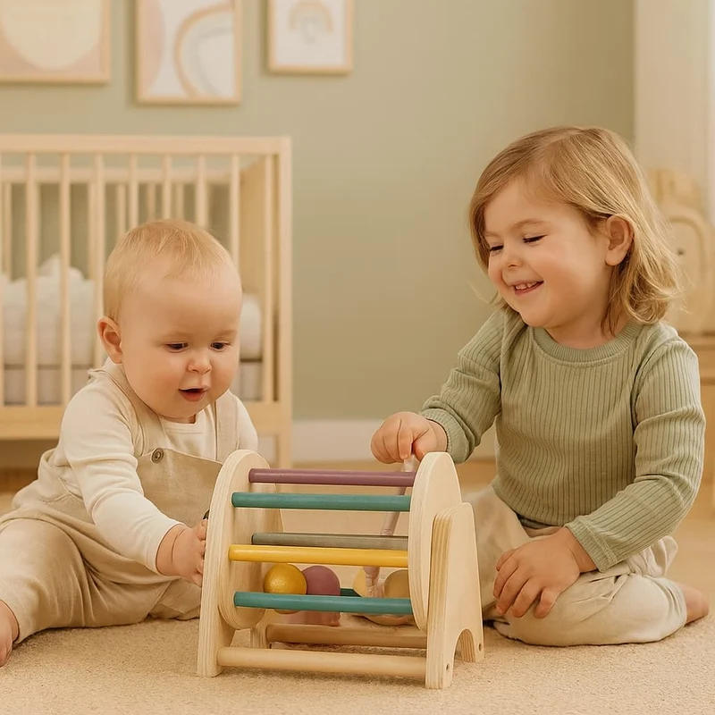Jouet Montessori 1 an | Rolling Ball en Bois – Éveil moteur et sensoriel
