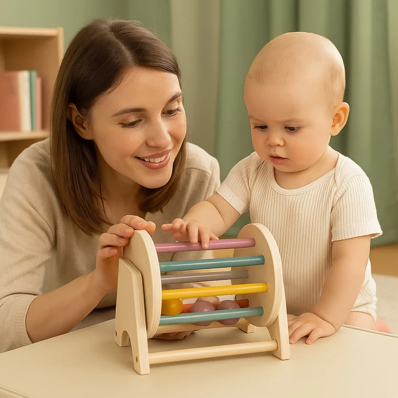 Jouet Montessori 1 an | Rolling Ball en Bois – Éveil moteur et sensoriel