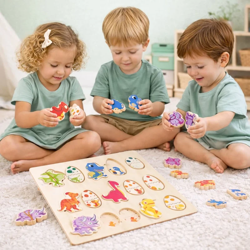 Jeu Montessori Dinosaures en Paires – Logique, Mémoire & Motricité Fine