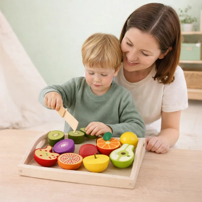 Jouets en Bois Montessori | Le Potager de la Cuisine – Fruits & Légumes à Découper