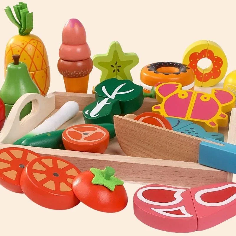 Jouets en Bois Montessori | Le Potager de la Cuisine – Fruits & Légumes à Découper