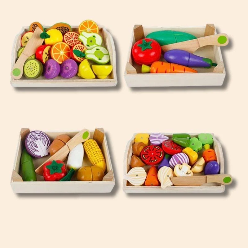 Jouets en Bois Montessori | Le Potager de la Cuisine – Fruits & Légumes à Découper