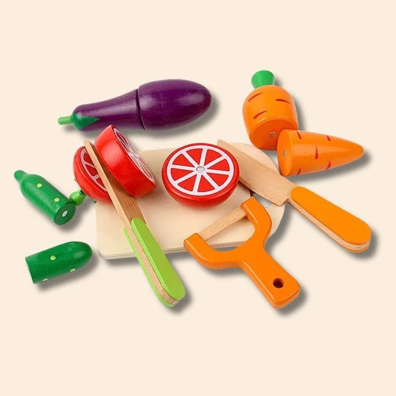 Jouets en Bois Montessori | Le Potager de la Cuisine – Fruits & Légumes à Découper