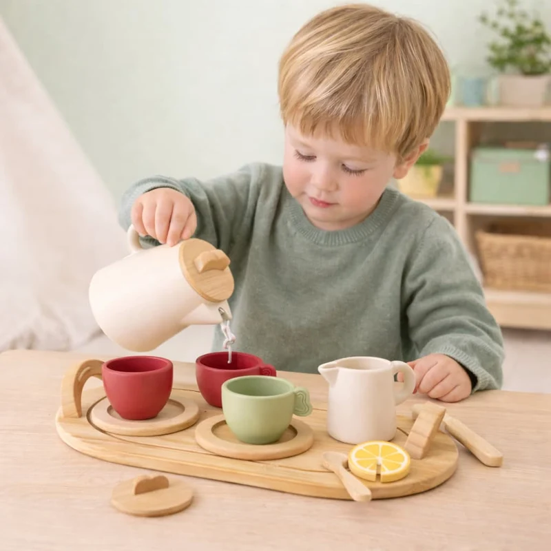 Jouets Montessori en Bois | Ma Dinette pour le Thé – Jeu d’Imitation & Autonomie