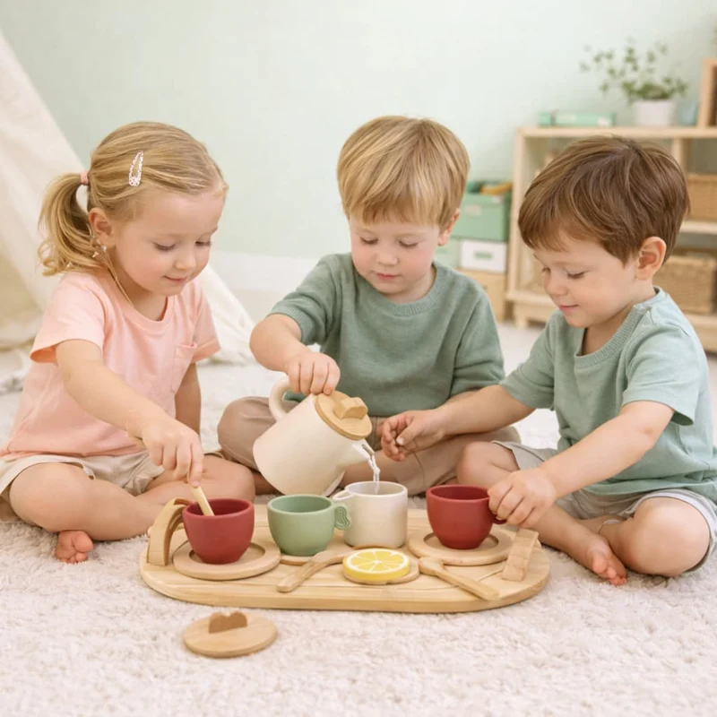 Jouets Montessori en Bois | Ma Dinette pour le Thé – Jeu d’Imitation & Autonomie