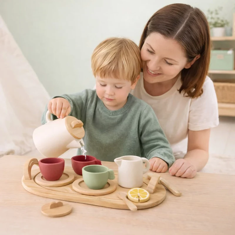 Jouets Montessori en Bois | Ma Dinette pour le Thé – Jeu d’Imitation & Autonomie