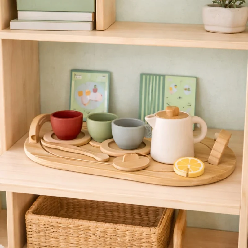 Jouets Montessori en Bois | Ma Dinette pour le Thé – Jeu d’Imitation & Autonomie