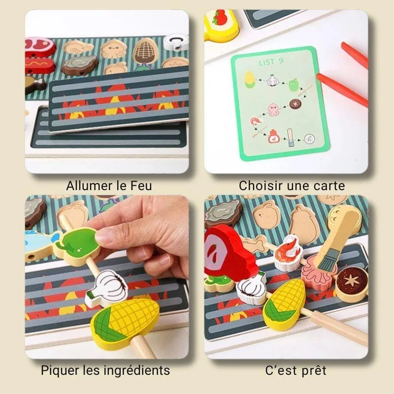 Planche Montessori en Bois | Mon Barbecue BBQ – Jeu d’Imitation & Autonomie