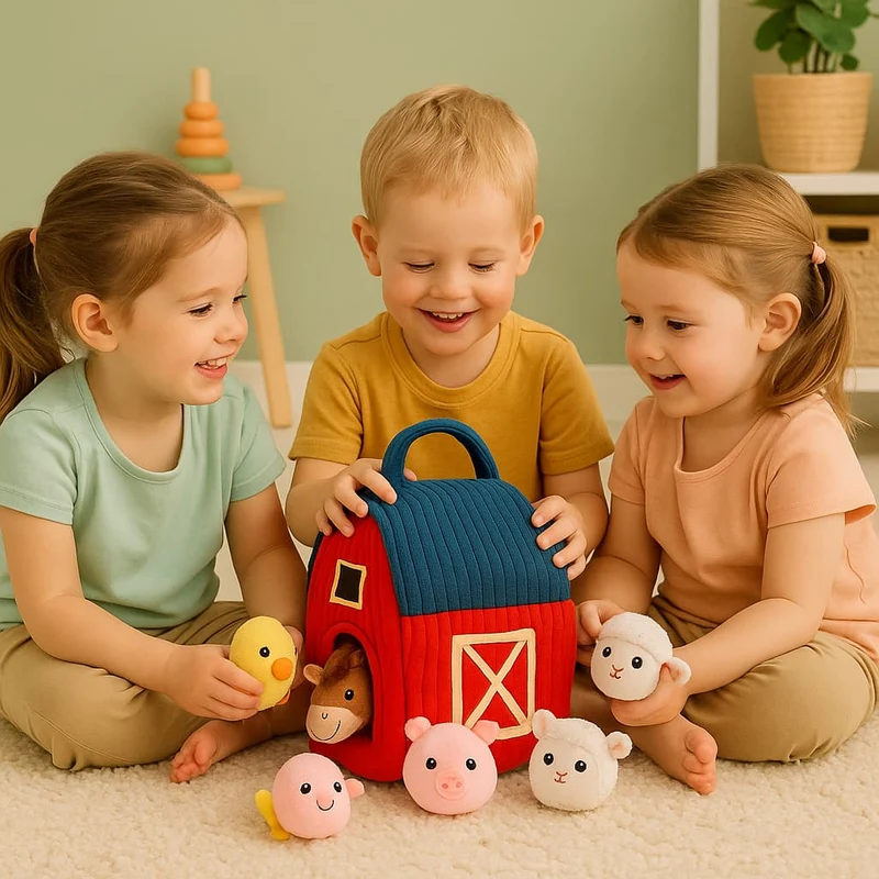 Jouets Montessori Boîte Tissu | La Ferme de Mes Petits Amis – Éveil Sensoriel Bébé