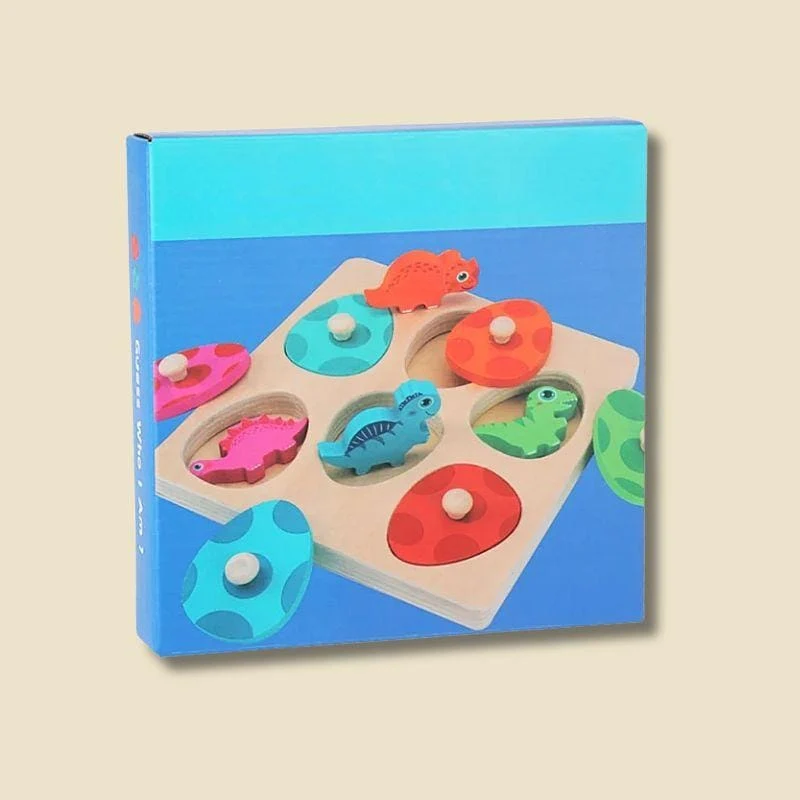 Jeux Montessori 2 ans | Petit Dinosaure en Bois – Puzzle Multicouche & Motricité