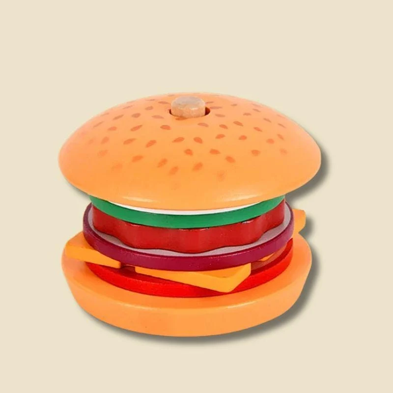 Jeux d’Éveil Montessori | Hamburger & Frites en Bois – Cuisine, Logique & Motricité n