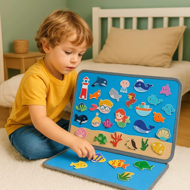 Tapis d’Éveil Montessori | Magic Case – Monde Marin ou Cosmique, Langage & Créativité