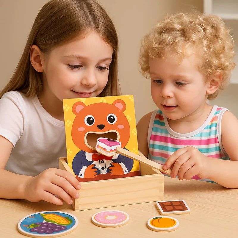 Jeux Montessori en Bois | Je nourris mon Ours – Autonomie & motricité fine
