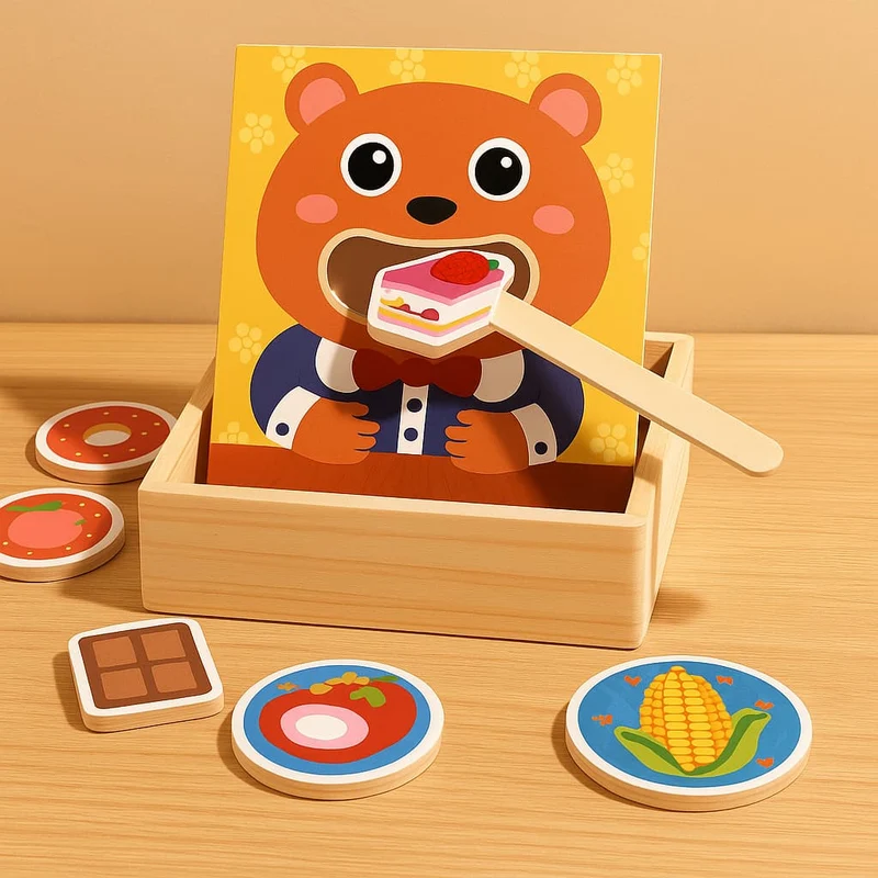 Jeux Montessori en Bois | Je nourris mon Ours – Autonomie & motricité fine
