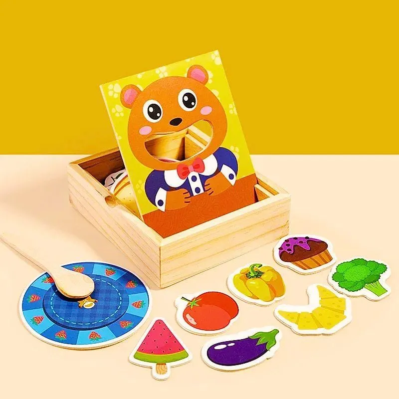 Jeux Montessori en Bois | Je nourris mon Ours – Autonomie & motricité fine
