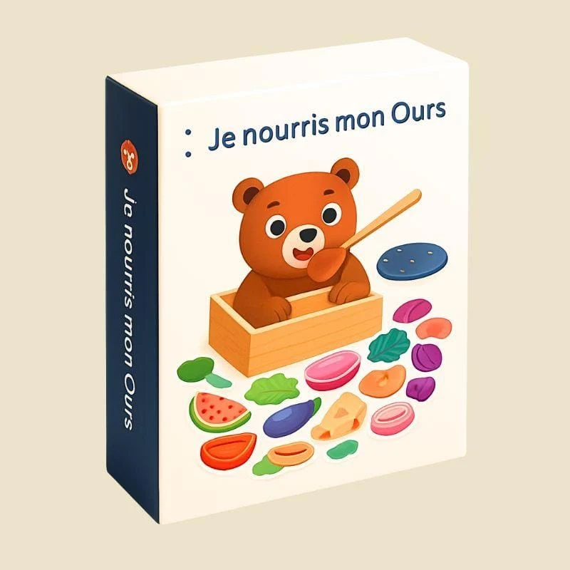 Jeux Montessori en Bois | Je nourris mon Ours – Autonomie & motricité fine