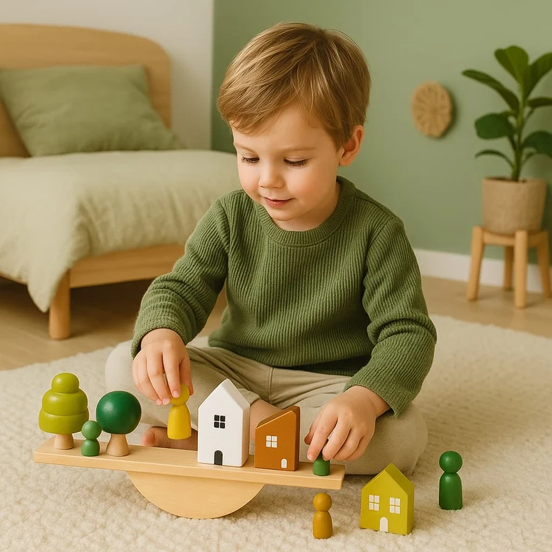 Jeu d’Équilibre Montessori en Bois | Trouver l’Équilibre – Logique & Créativité