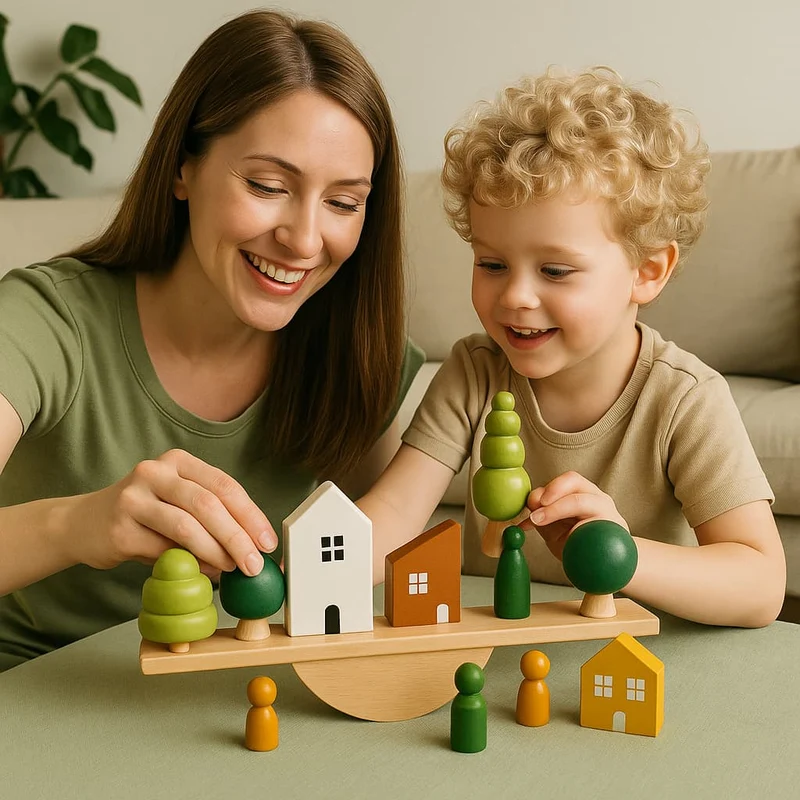 Jeu d’Équilibre Montessori en Bois | Trouver l’Équilibre – Logique & Créativité