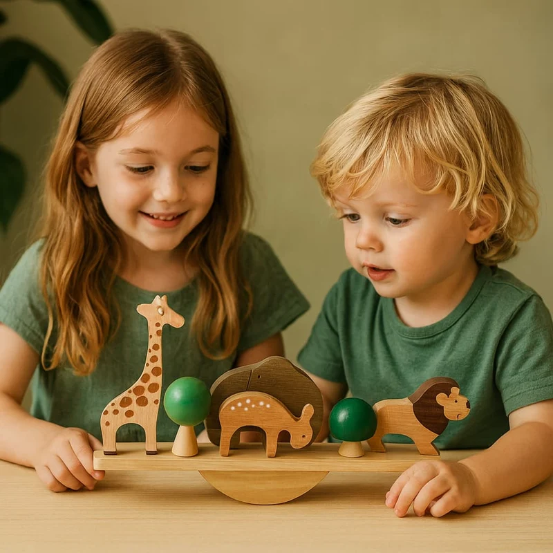 Jeu d’Équilibre Montessori en Bois | Trouver l’Équilibre – Logique & Créativité