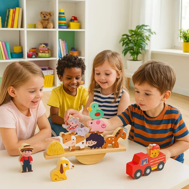 Jeu d’Équilibre Montessori en Bois | Trouver l’Équilibre – Logique & Créativité