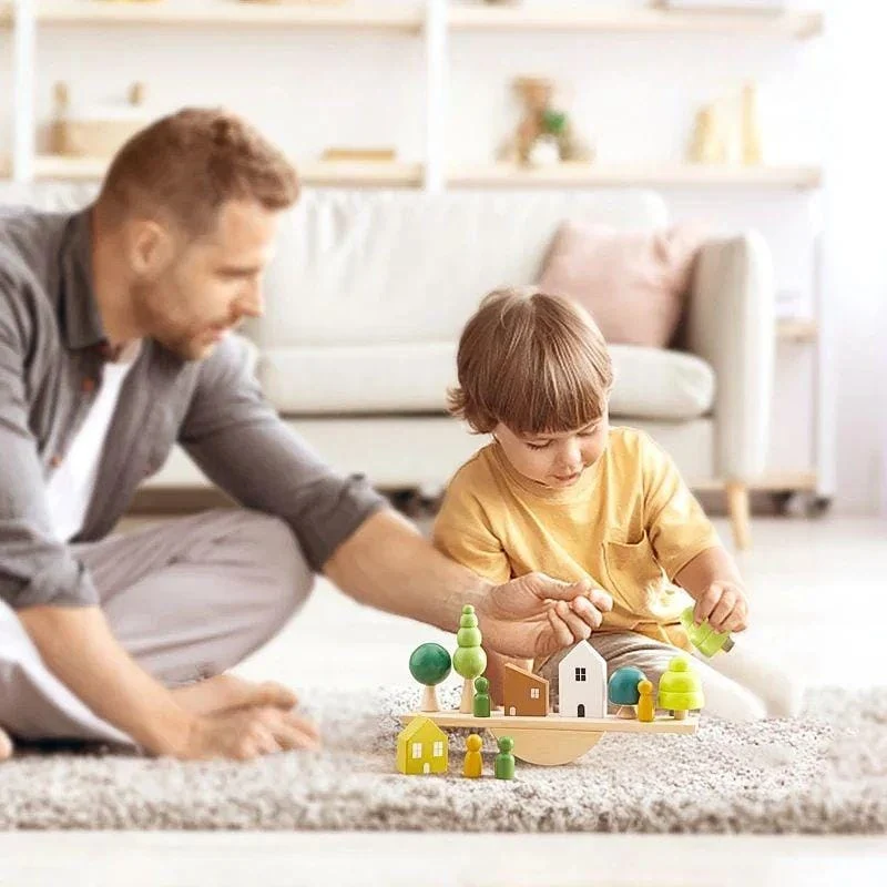 Jeu d’Équilibre Montessori en Bois | Trouver l’Équilibre – Logique & Créativité