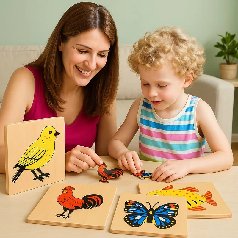 Puzzles Montessori en Bois | Mes Amis les Animaux – Logique & Langage 3–6 ans N