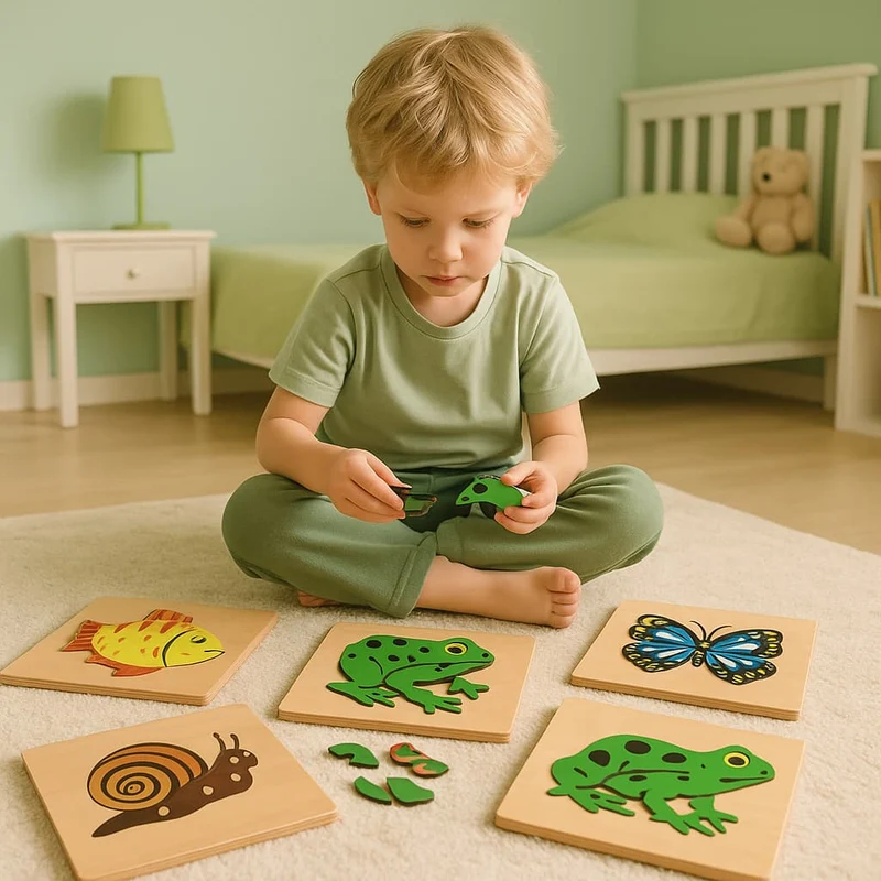 Puzzles Montessori en Bois | Mes Amis les Animaux – Logique & Langage 3–6 ans N