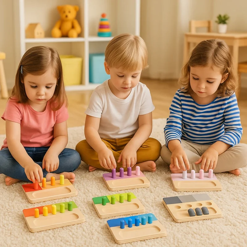 Tableau Montessori en Bois | Connaissance des Couleurs – Dégradés & Motricité Fine N