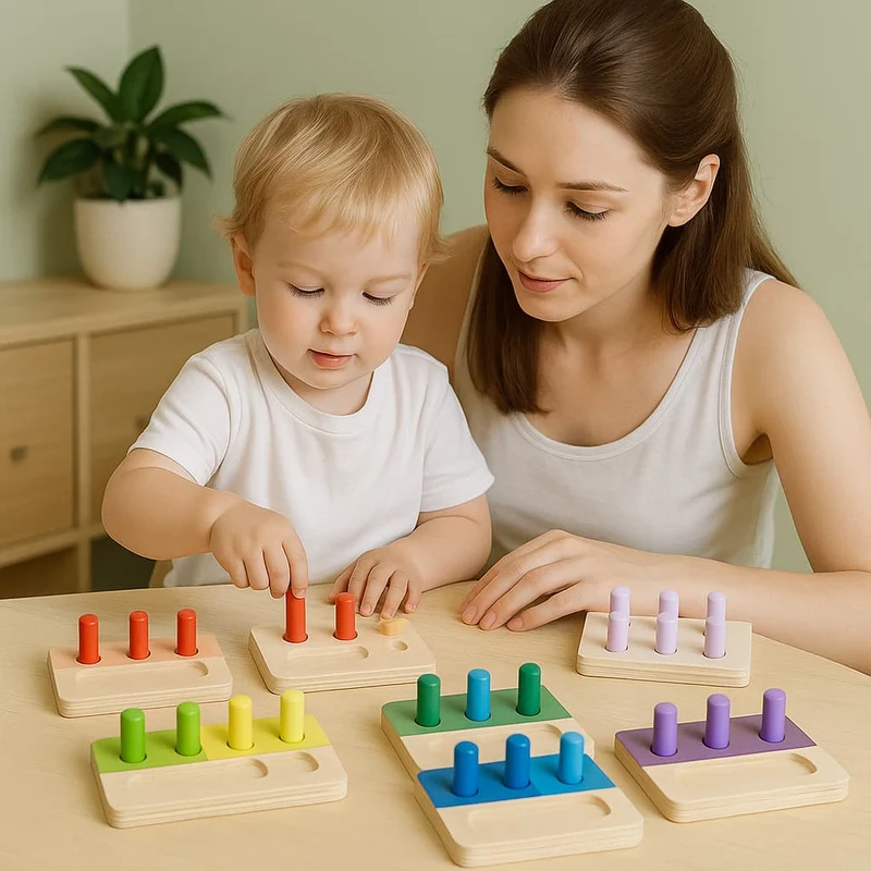 Tableau Montessori en Bois | Connaissance des Couleurs – Dégradés & Motricité Fine N