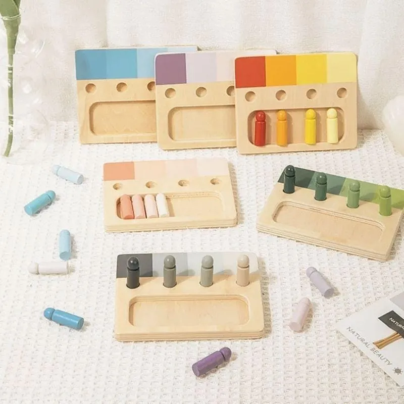Tableau Montessori en Bois | Connaissance des Couleurs – Dégradés & Motricité Fine N