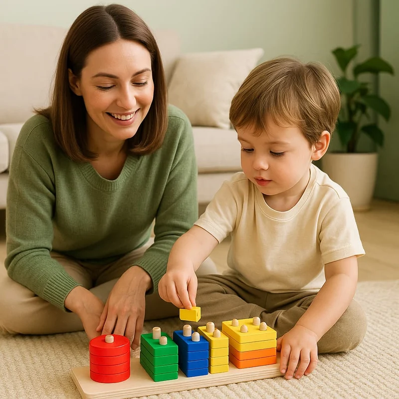 Puzzle Montessori en Bois | Formes Géométriques & Couleurs Franches – Motricité & Logique N