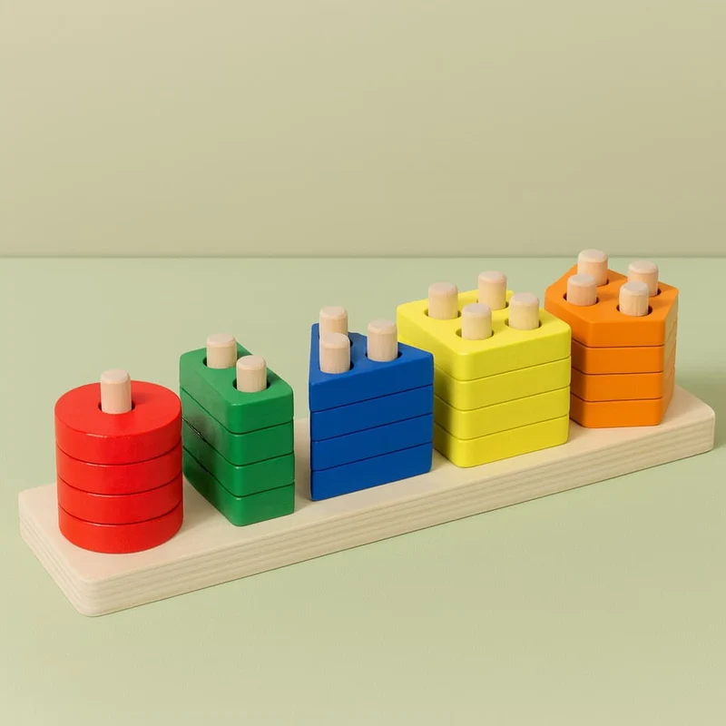 Puzzle Montessori en Bois | Formes Géométriques & Couleurs Franches – Motricité & Logique N