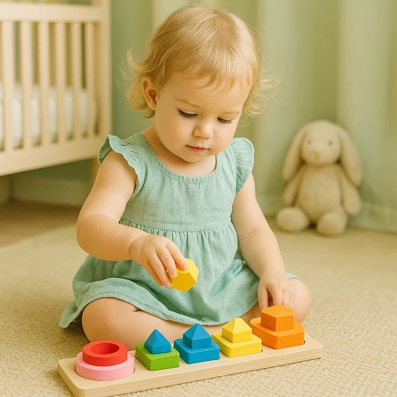 Jeu Montessori en Bois | Découverte des Formes Géométriques – Motricité & Logique N