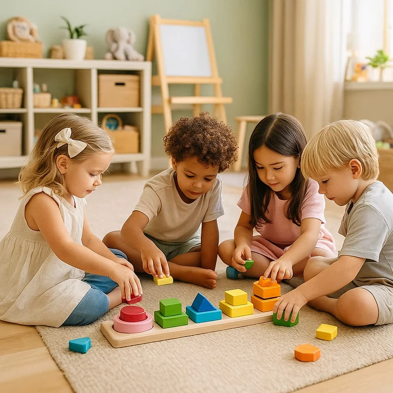 Jeu Montessori en Bois | Découverte des Formes Géométriques – Motricité & Logique N