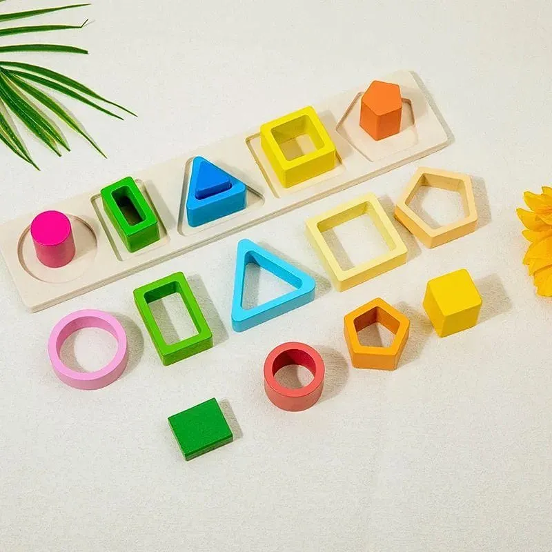 Jeu Montessori en Bois | Découverte des Formes Géométriques – Motricité & Logique N