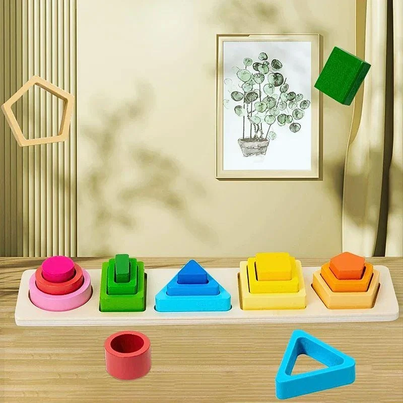 Jeu Montessori en Bois | Découverte des Formes Géométriques – Motricité & Logique N