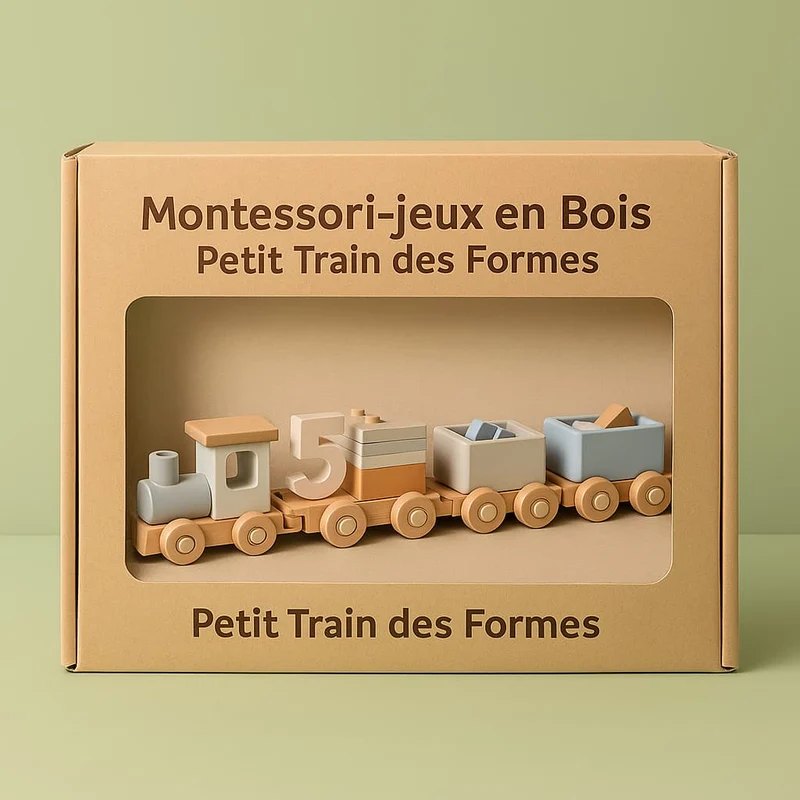 Train Montessori en Bois | Petit Train des Formes – Logique, Motricité & Imagination