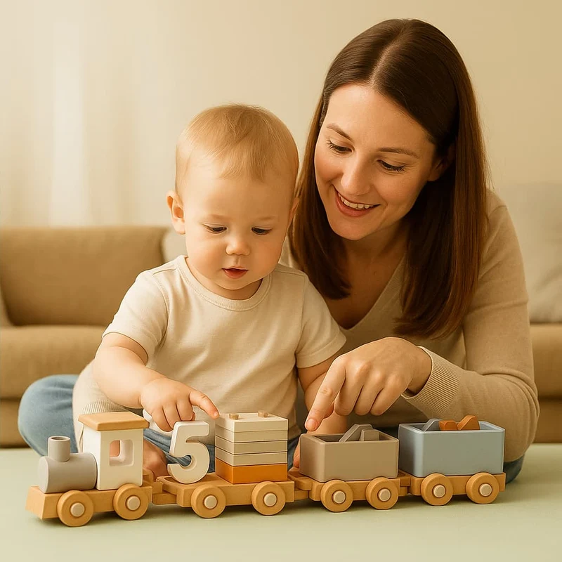 Train Montessori en Bois | Petit Train des Formes – Logique, Motricité & Imagination