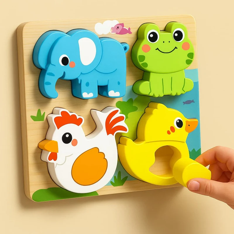 Puzzle Montessori Bois 3D | Tous mes Amis – Animaux & Véhicules (4 variantes)