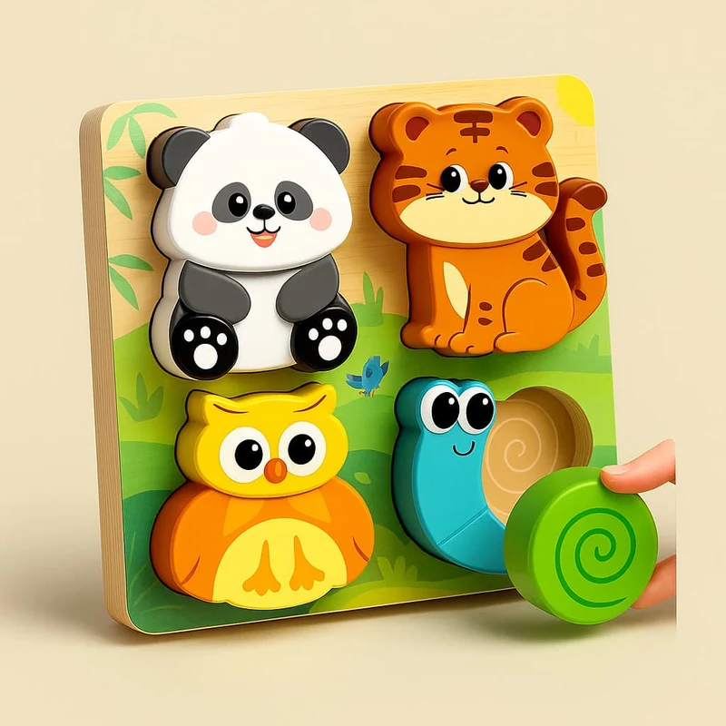 Puzzle Montessori Bois 3D | Tous mes Amis – Animaux & Véhicules (4 variantes)