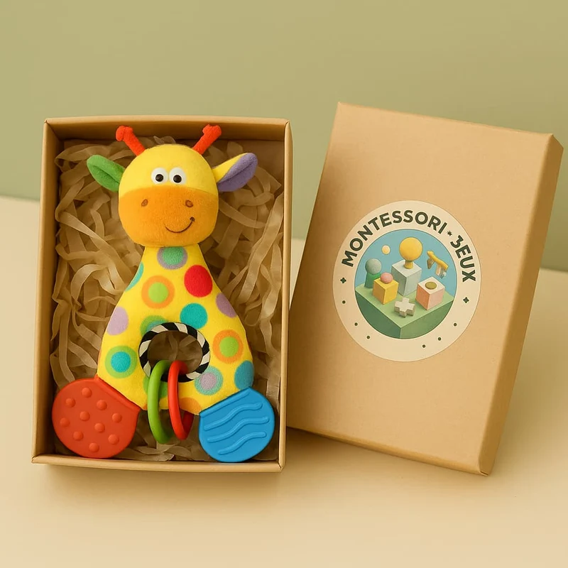 Jouet Montessori Bébé 0–3 mois | Ma Petite Girafe Sensorielle