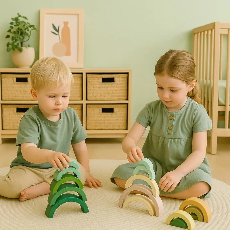 Jouet Montessori 3 ans | Arc-en-Ciel en Bois Évolutif