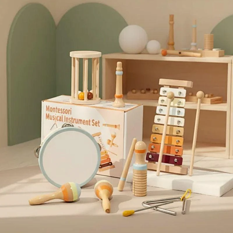 Jouet Montessori 3 ans | Coffret Musical Bébé Music Stars – Éveil Sensoriel en Bois