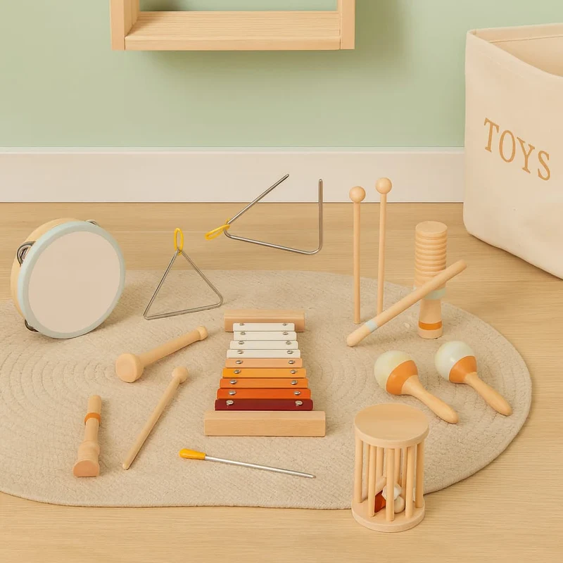 Jouet Montessori 3 ans | Coffret Musical Bébé Music Stars – Éveil Sensoriel en Bois
