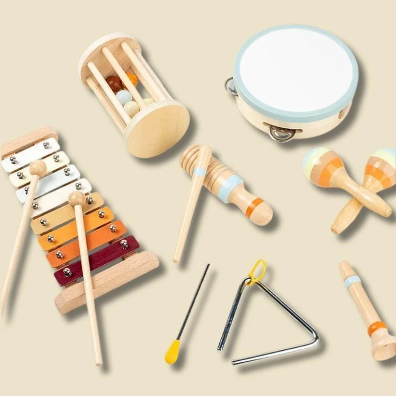 Jouet Montessori 3 ans | Coffret Musical Bébé Music Stars – Éveil Sensoriel en Bois