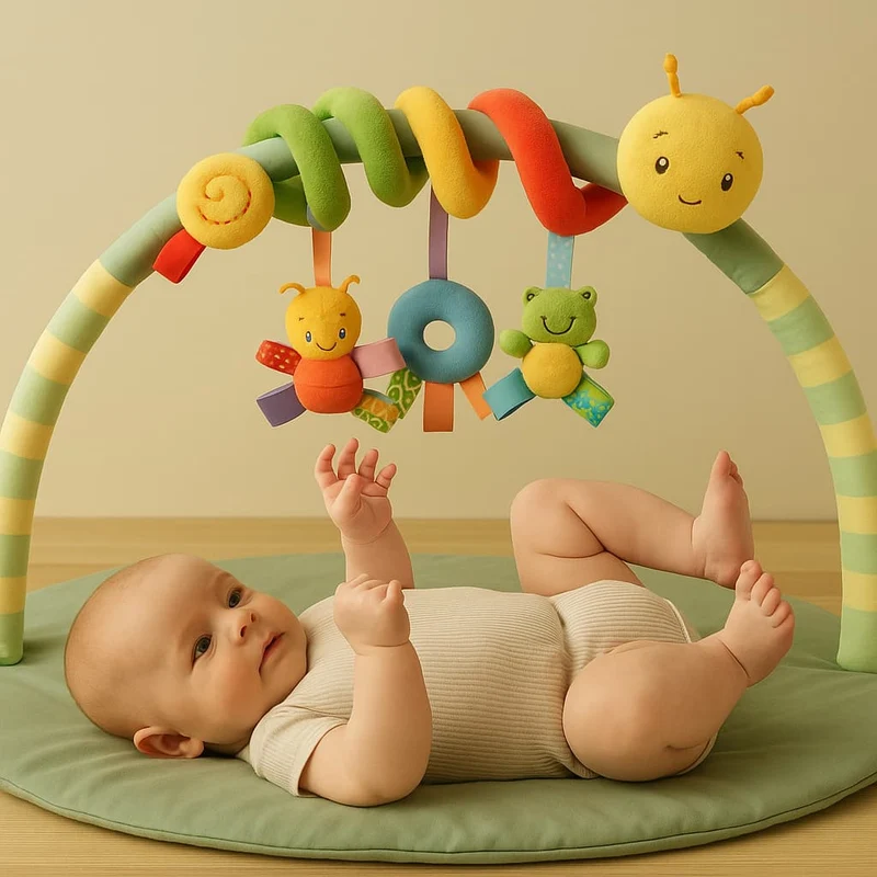 Jouet Montessori Bébé | Chenille Enroulée – Éveil sensoriel nomade dès la naissance