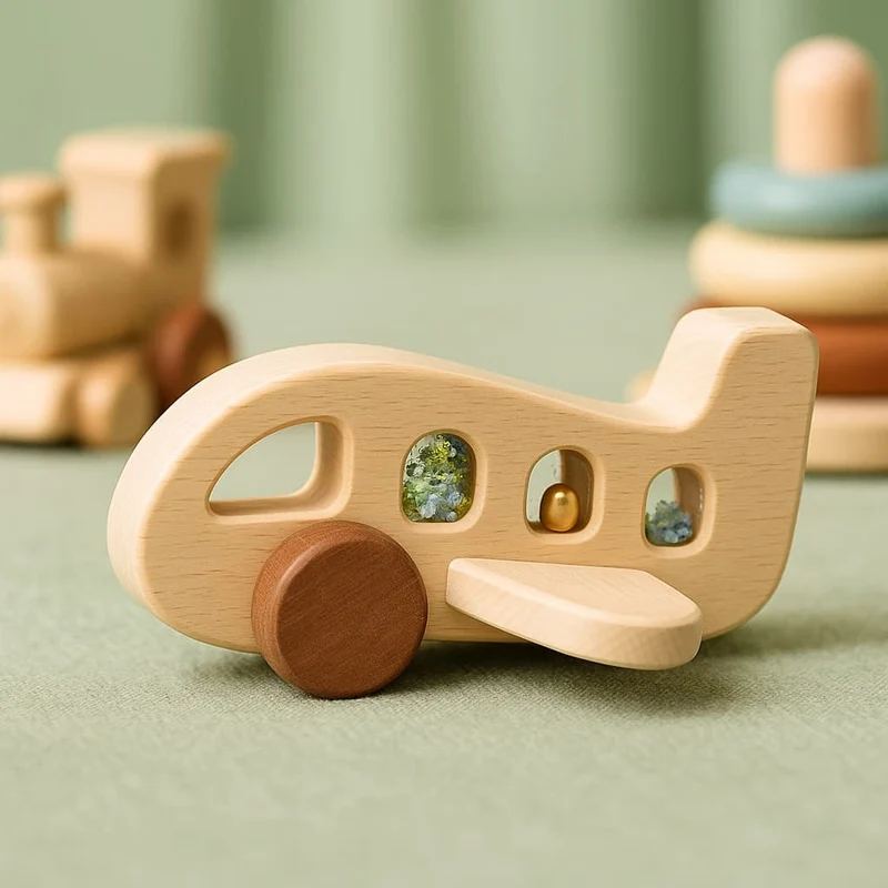 Jeu Montessori 1 an | Avion Billes Folles – Jouet d’éveil en bois naturel