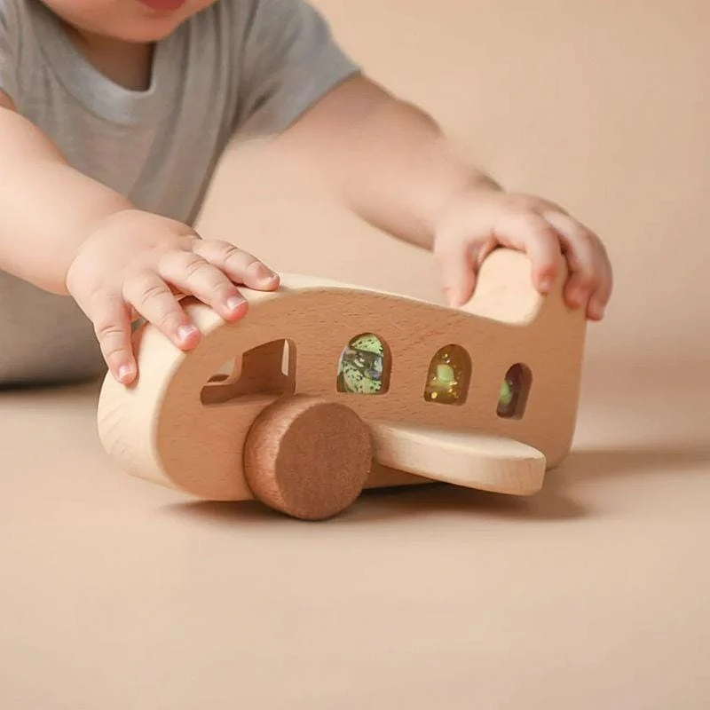 Jeu Montessori 1 an | Avion Billes Folles – Jouet d’éveil en bois naturel