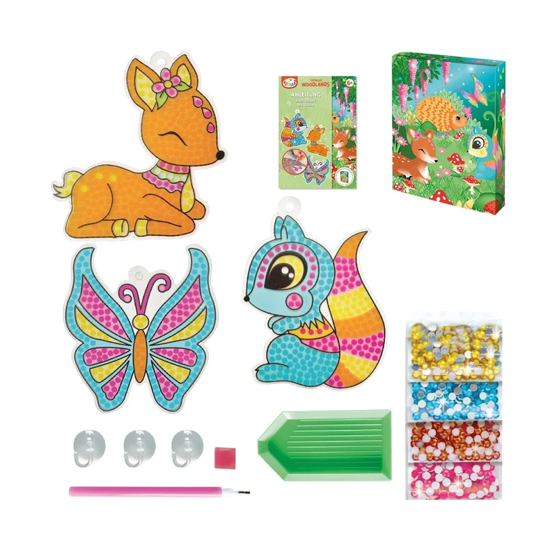 Décoration de Fenêtre en Strass Animaux de la Forêt – Kit Créatif à Suspendre