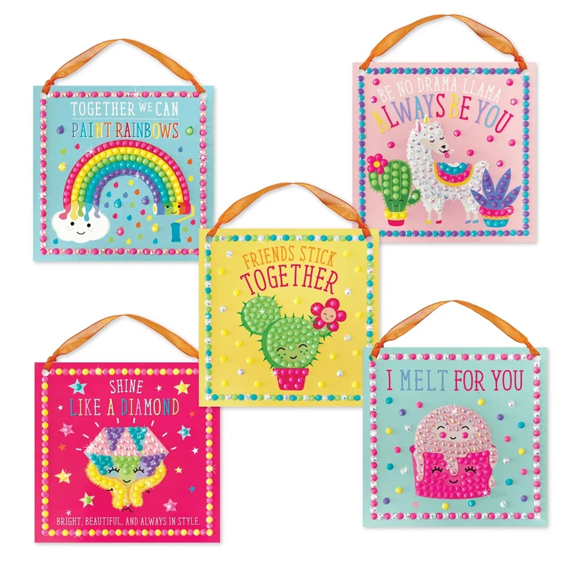 Tableaux à Strass Kawaii – Kit Créatif avec 5 Décorations à Suspendre